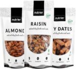NUTRIER Premium Natural Dry Dates, Raisins, Almonds