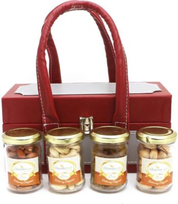 Ghasitaram Gifts Dry fruits-Apex Wooden Box Of 4 Dryfru...