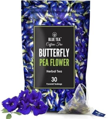 BLUE TEA Pea Flower30 Pyramid Tea Bags | Premium Zipper...