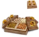 Ghasitaram Gifts Dry fruits-Wooden 4 Dryfruits Box Asso...