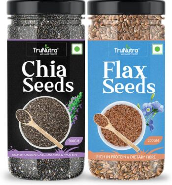 TruNutra Raw Chia Seeds, Flax Seeds Combo Loaded with O...