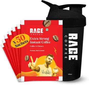 RAGE Extra Strong Premium Blend Coffee (Pack of 50)+Mul...