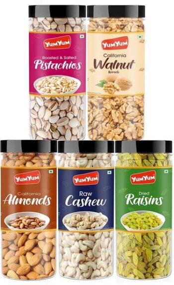 YUM YUM Dry fruits combo pack of 5 Healthy Badam, Kaju,...