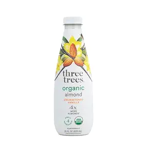 Three Trees Organic Unsweetened Vanilla Almond Milk, USDA Organic, Oil Free, Plant Based, No Gums