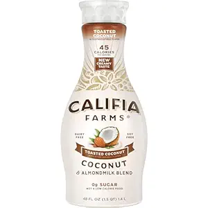 Califia Farms - Toasted Coconut Almond Milk, 48 Oz, Dairy Free, Plant Based, Vegan, Gluten Free, Non GMO, Sugar Free, High Calcium, Smoothie.