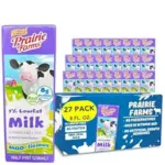 Prairie Farms 1% Percent Milk, Shelf Stable Low Fat Milk, Boxed & Ultra Pasteurized (UHT), Vitamin D - Preservative and Hormone Free, Kosher, Made in USA - 8 FL oz. (27 Pack)