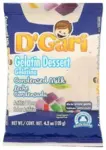 D'Gari Gelatin, Pack of 5 Assorted Flavors, 4.2oz each: 1-Condensed Milk, 1-Crystal, 1-Coconut, 1-Pineapple, 1-Strawberry.