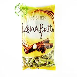 Roshen Chocolate Covered Wafer Candy Konafetto Bianco Condensed Milk-Cream Filling, Halal, Delicious, Flavorful Sweets Bulk Candy 2.204lb/1kg