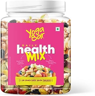 Yogabar Trail Mix - Daily Health Mix, Healthy Trail Mix With Dry Fruits Nuts Seeds - Almonds Cashews Pista Raisins Blueberries Cranberries Pumpkin Seeds - Healthy Snack Reusable Jar, 850 Gram