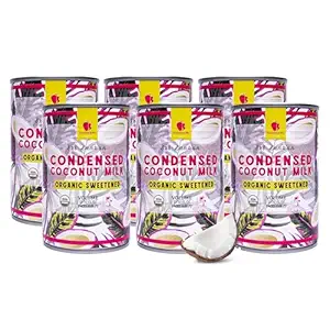 Gourmanity Organic Sweetened Condensed Coconut Milk Pack of 6, Vegan and Dairy Free Condensed Milk Substitute, Halal, Kosher, Made in Sri Lanka (6x13.5 Fl Oz/400ml can)