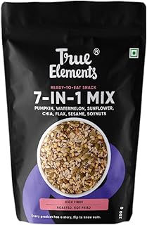 True Elements 7 in 1 Seeds Mix 250g - Edible Seeds | Healthy Seeds | Diet Snacks | 100% Natural and Roasted Seeds - Pumpkin, Watermelon, Sunflower, Flax, Chia, Sesame & Soynuts