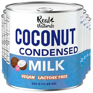 Sweetened condensed coconut milk (6 cans) vegan coconut condensed milk sweetened. Caramel sweet condense coconuts milks. Lactose dairy free. Leche condensada de coco leche de coco. Real Naturals