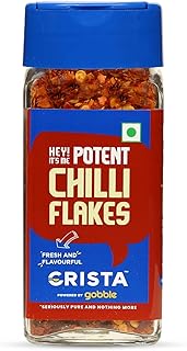 CRISTA Potent Red Chilli Flakes | Italian Seasoning for Italian Cuisines | Pizza & Pasta Seasoning | Zero added Colours, Fillers, Additives & Preservatives | 100% Natural | 30 gms