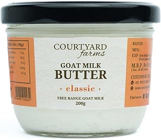 Courtyard Farms Goat Milk Butter | Low lactose | Preservatives and chemical free | Free range goat milk | Traditional Hand Churned | Mixed herbs | 200g