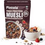 Pintola High Protein Muesli Dark Chocolate & Cranberry 400g, 22g Protein, High Fibre, Trans Fat Free with Brown Sugar, Real Fruits, Muesli for Breakfast Food, Muselies Fruit Nuts and Seeds (400g)