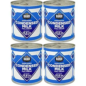 BANDIFoods Imported Full Cream Sweetened Condensed Milk, 13.6 Ounce (Pack of 4), Easy Opener, Authentic Delicious Taste for Baking, Tea and Coffee