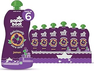 Paper Boat Jamun, Fruit Juice, Zero Sugar Low-Calorie Drink, No Added Preservatives and Colours (Pack of 6, 200ml each)