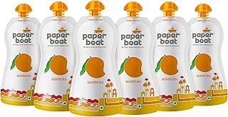 Paper Boat Aamras, Mango Fruit Juice, No Added Preservatives and Colours (Pack of 6, 200ml each)