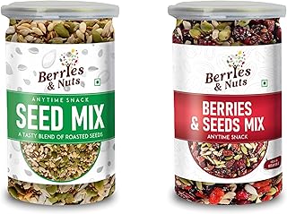 Berries And Nuts Premium Roasted Seeds Mix & Berries & Seeds Mix Combo | 400 Grams 1 Bottel 200 Grams